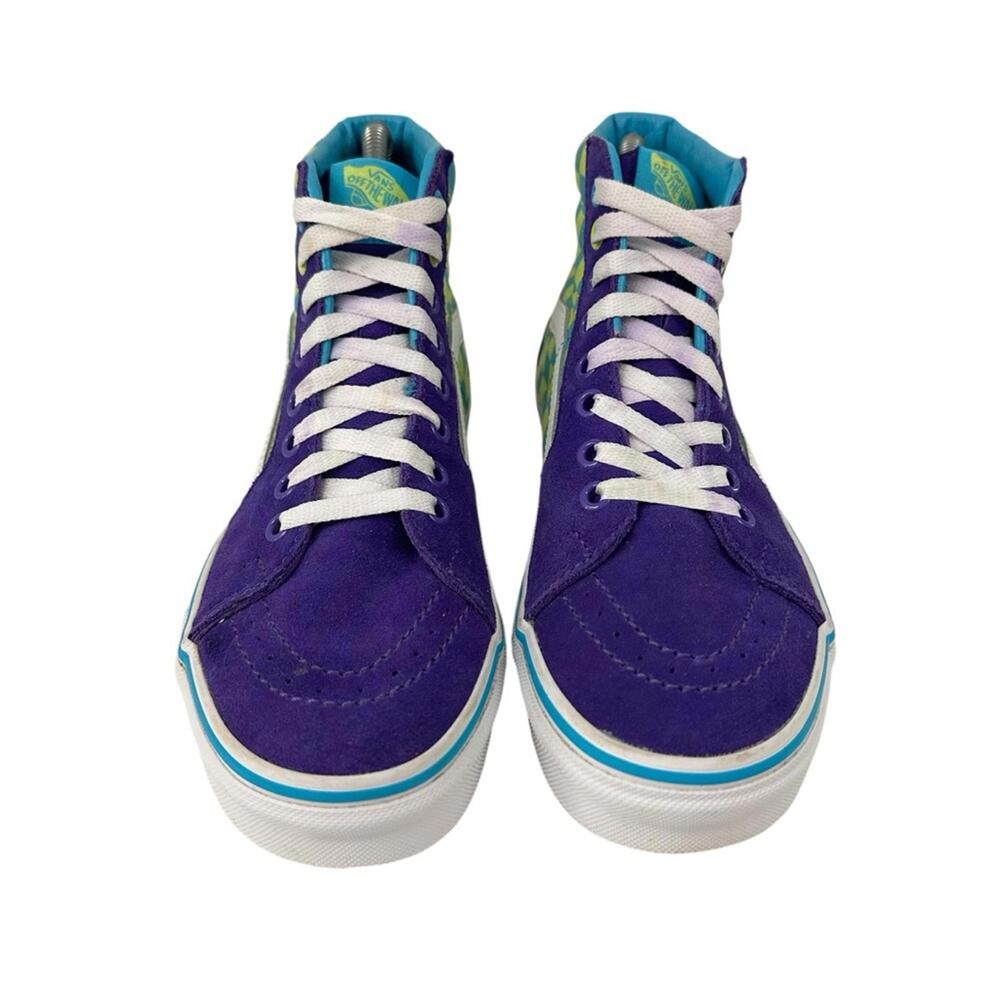 Vans Women’s Sk8 Hi Checkerboard Skate Shoes Violet/Cyan Size 7.5 - Picture 3 of 8